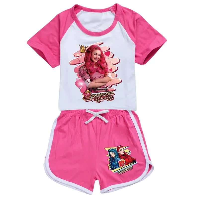 zz04zz12 ภาพยนตร์การก้าวขึ้นมาของสีแดงใหม่เสื้อยืดชุดเด็กลูกหลานเสื้อ + กางเกงขาสั้นชุดน่ารักการ์ตูนชุดนอนสวมใส่เสื้อผ้า Ki