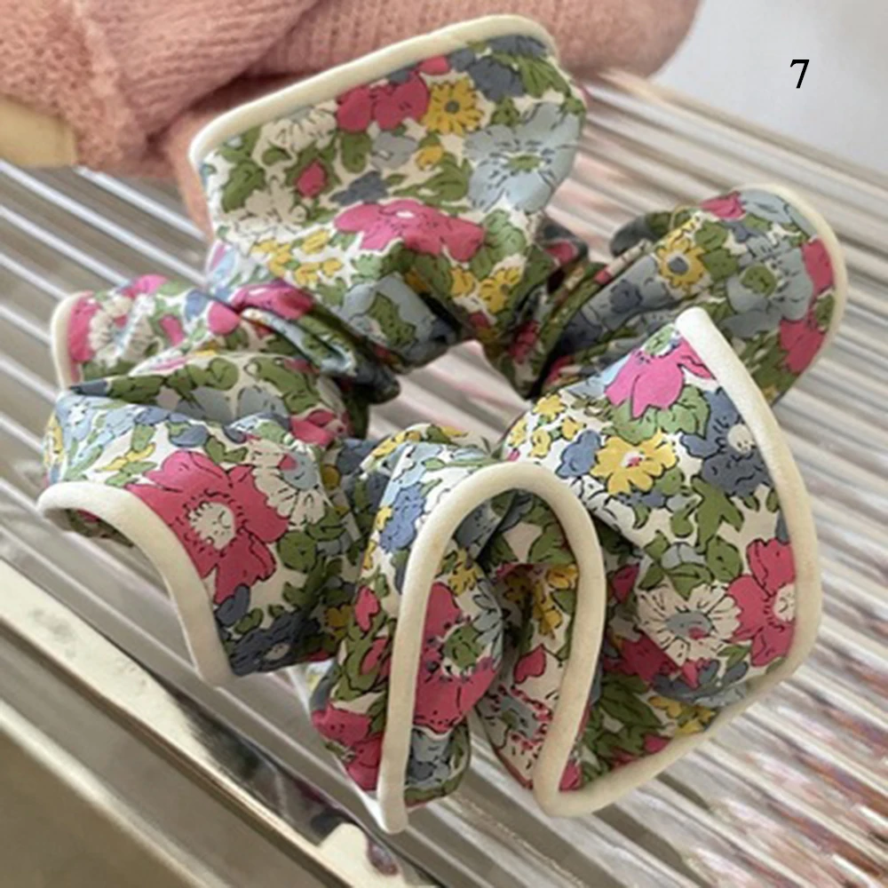 Elastic Scrunchies Women Flower Hair Band Vintage Ponytail Holder Floral Hair Tie Fashion Hair Rubber Bands Hair Accessories