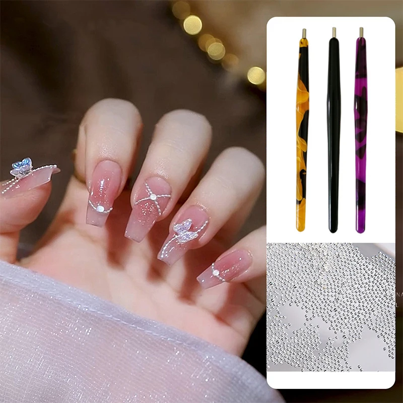 Bolígrafo magnético para manicura, 1 piezas, efecto fuerte, bola pequeña de acero, decoración de uñas, palo magnético, herramientas de belleza para mujer