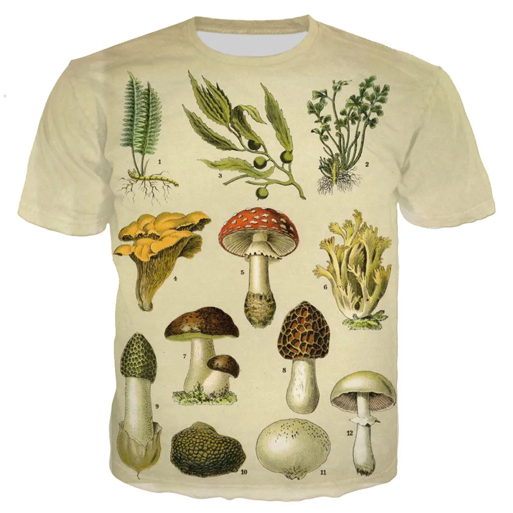 

4-20Y Children Teen Summer Retro Mushroom 3D Print T-Shirts Boy Girl Short Sleeve Casual Fashion T Shirt Kids Tees Tops Clothing