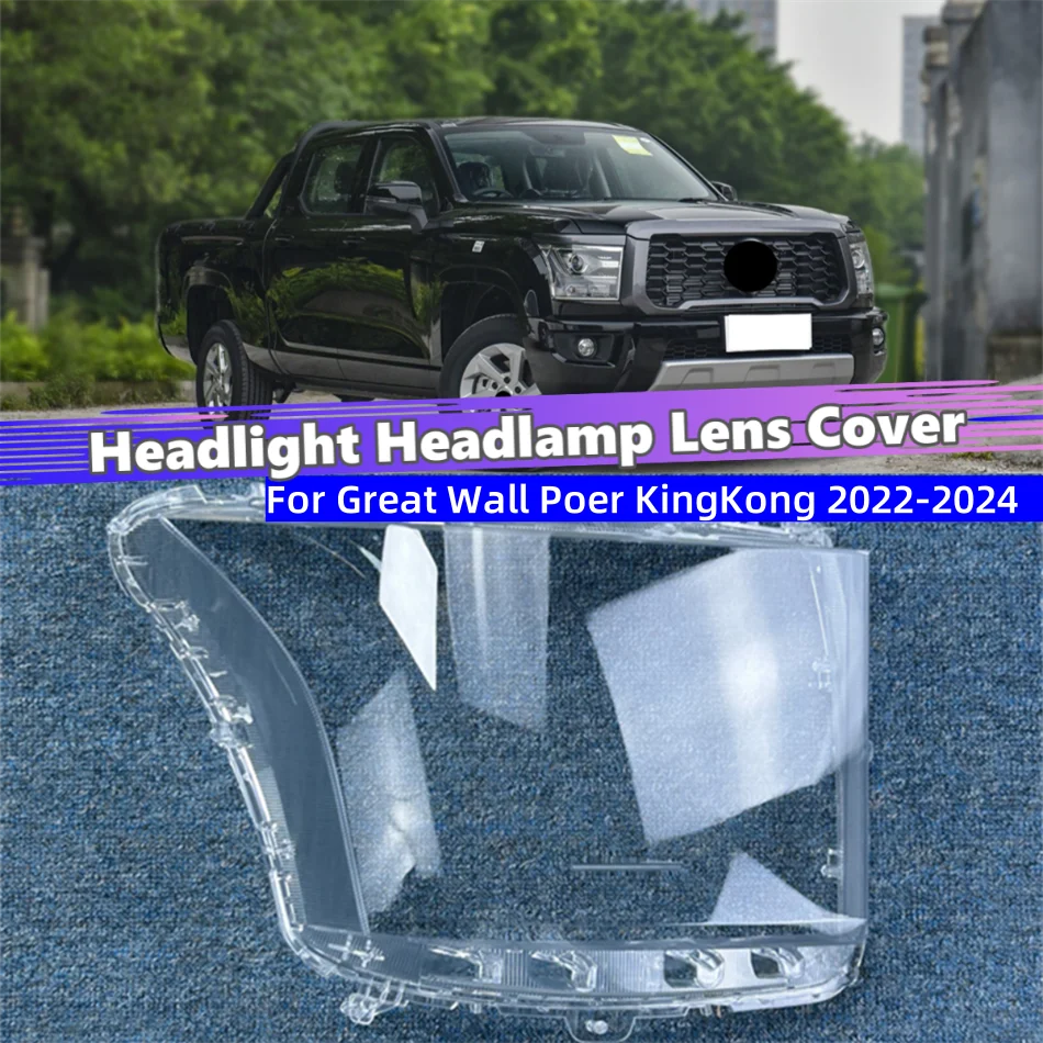 

For Great Wall Poer KingKong 2022 2023 2024 Accessories Front Lamp Cover Glass Lens Car Front Headlight Lens Cover Lights Shell