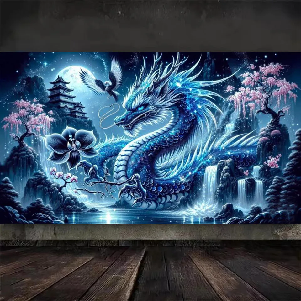 

DIY Vibrant Colors Dragon Waterfall Flowers Tree 5D Diamond Painting For adults beginners Diamond Embroidery Cross Stitch Kits