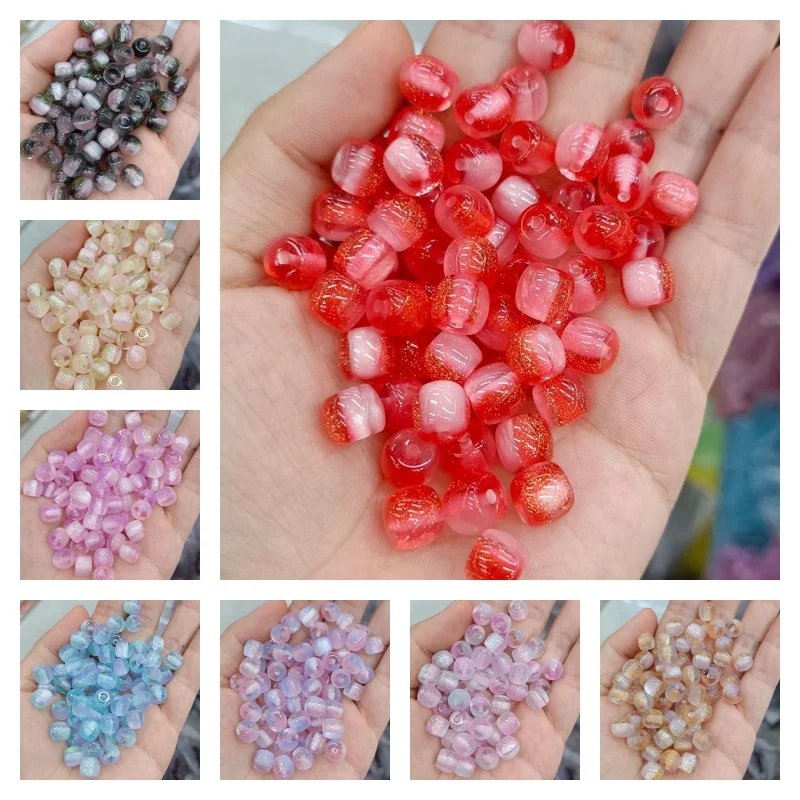 

Бесплатная доставка, 100 шт./лот, 8*7 мм, цветной принт, геометрическая форма, смоляные бусины с прямыми отверстиями, ювелирные изделия «сделай сам», аксессуары для ручки для одежды