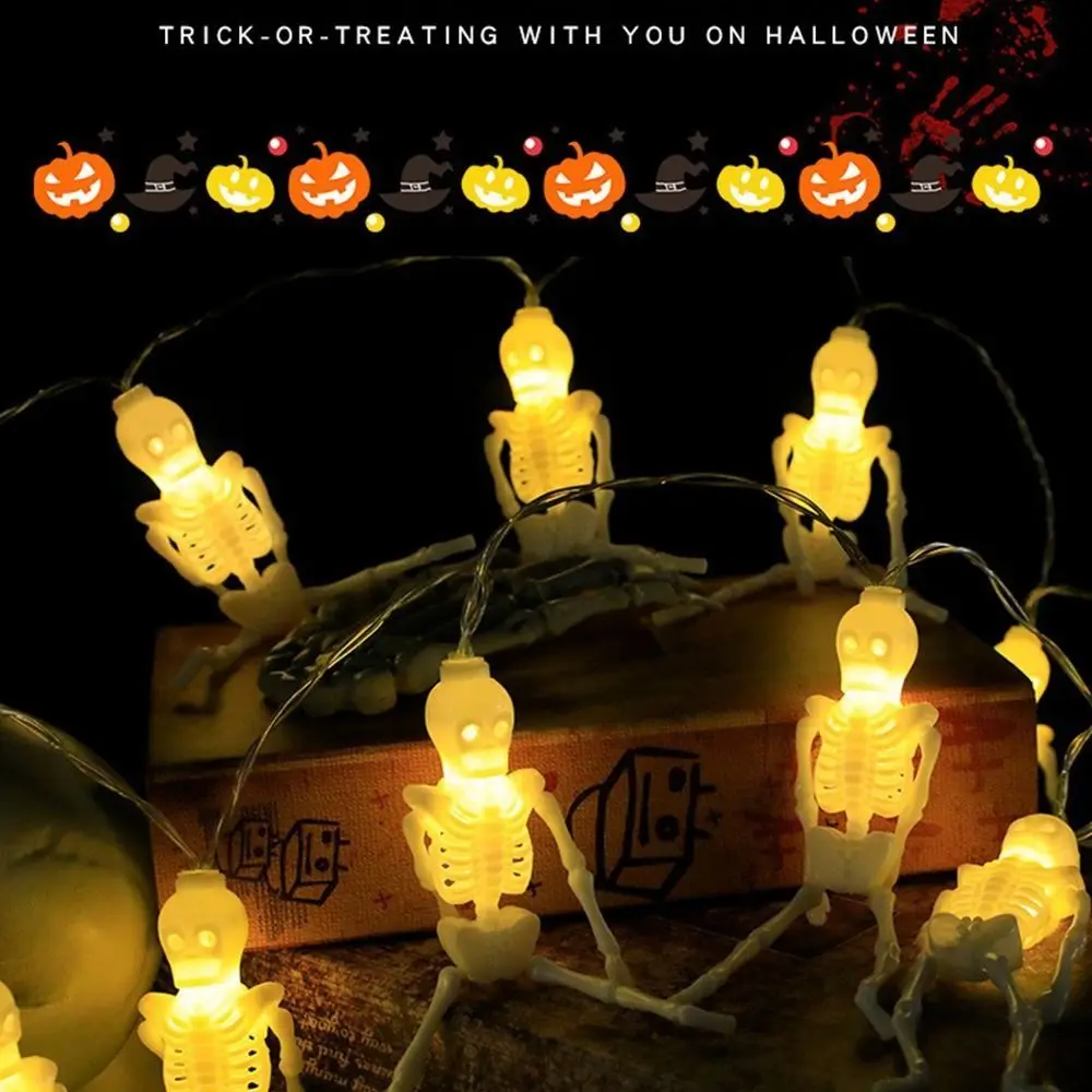 

Portable Skeleton Frame Halloween String Lights Terror Colorful Skeletons Lights String Scary Luminous Courtyard