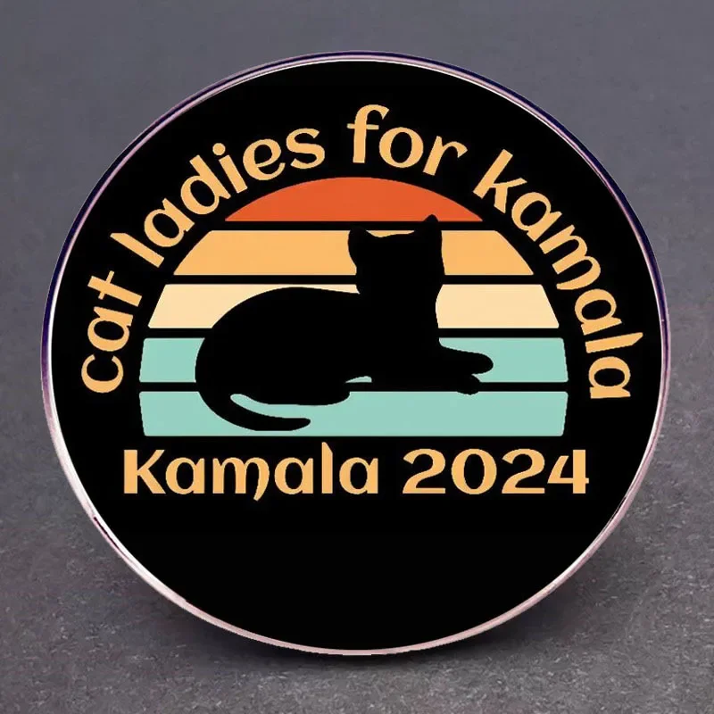 Kamala Harris 2024 Enamel Pins Cat Ladies American President Election Lapel Badge Brooch Decoration Jewelry