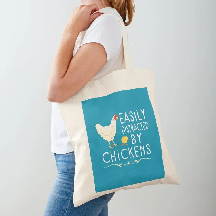 

Easily Distracted By Chickens Tote Bag bag for beach the tote bag personalized tote shopping logo