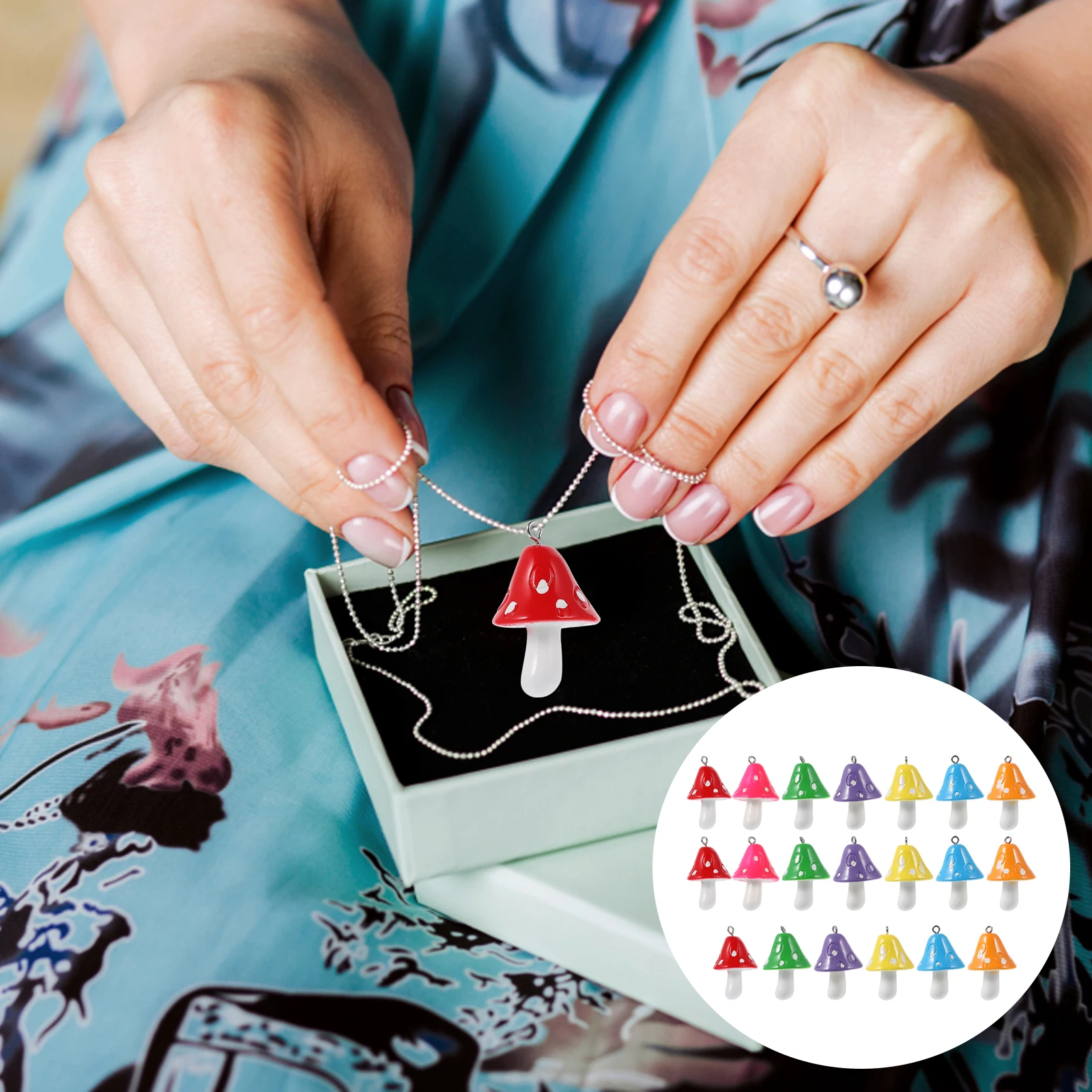 

20Pcs Mixed Color Mushroom Resin Hanging Pendants Creative DIY Jewelry Accessories Necklace Pendant Charm Hanging Pendant