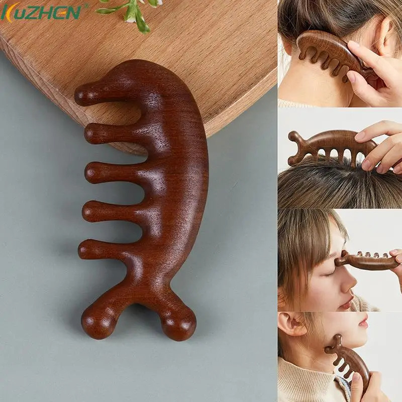 

Sandalwood Multi-functional Massage Comb Head Facial Meridian Massage Comb Portable Head Treatment Cervical Spine Massage Comb