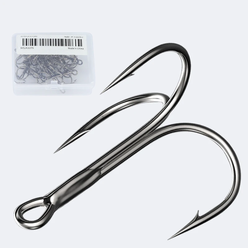 20Pcs/Box Treble Hooks 14#-1/0# Saltwater Fishing Hooks High-Carbon Steel Fishhooks High Strength Hooks Fishing Tackle