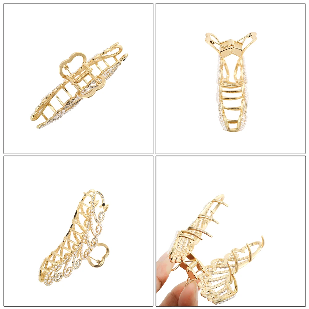 2023 New Elegant Gold Hollow Geometric Metal Hair Claw Vintage Hair Clips For Women Barrette Hairpin Hair Crab Hair Accessories