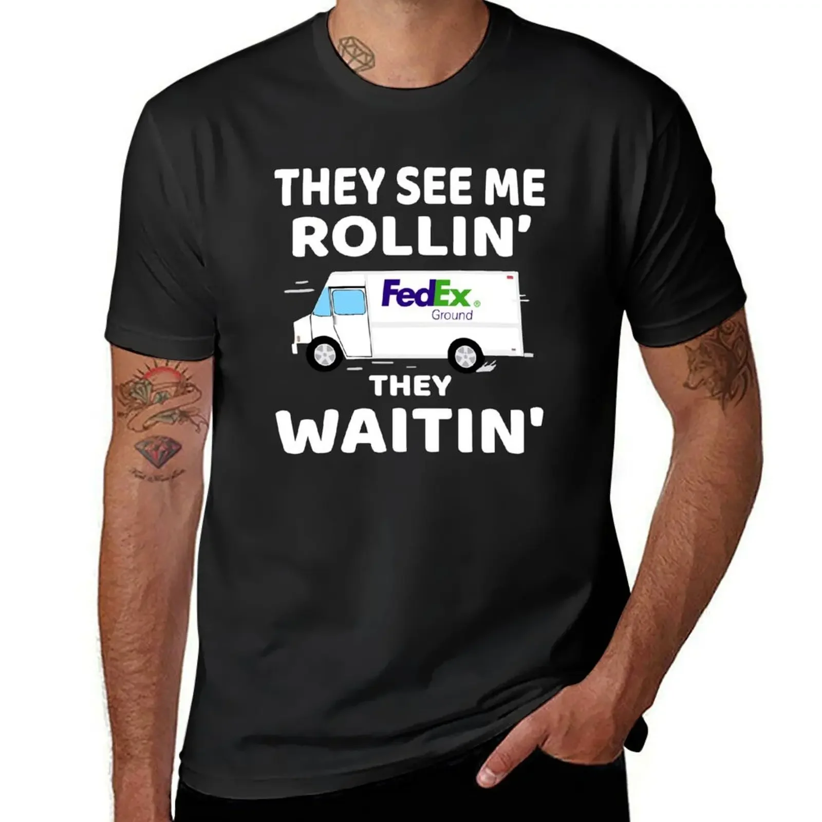 FedEx Ground Driver They See me Rollin' They waitin T-Shirt vintage boys whites vintage anime shirt mens graphic t-shirts pack