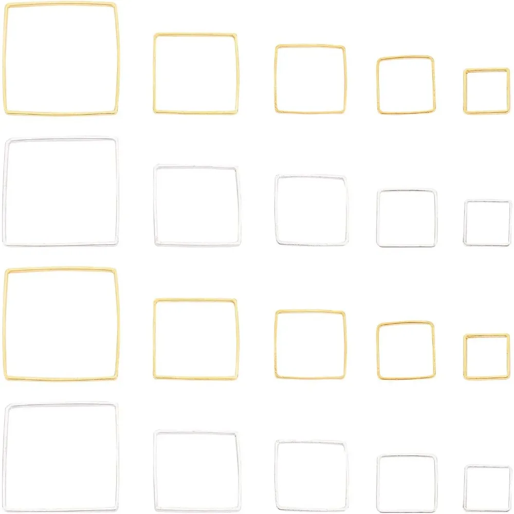 

200 шт. квадратные соединительные кольца 5 размеров геометрические металлические подвески звенья рамки подвески ювелирные разъемы для изготовления ювелирных изделий брелок