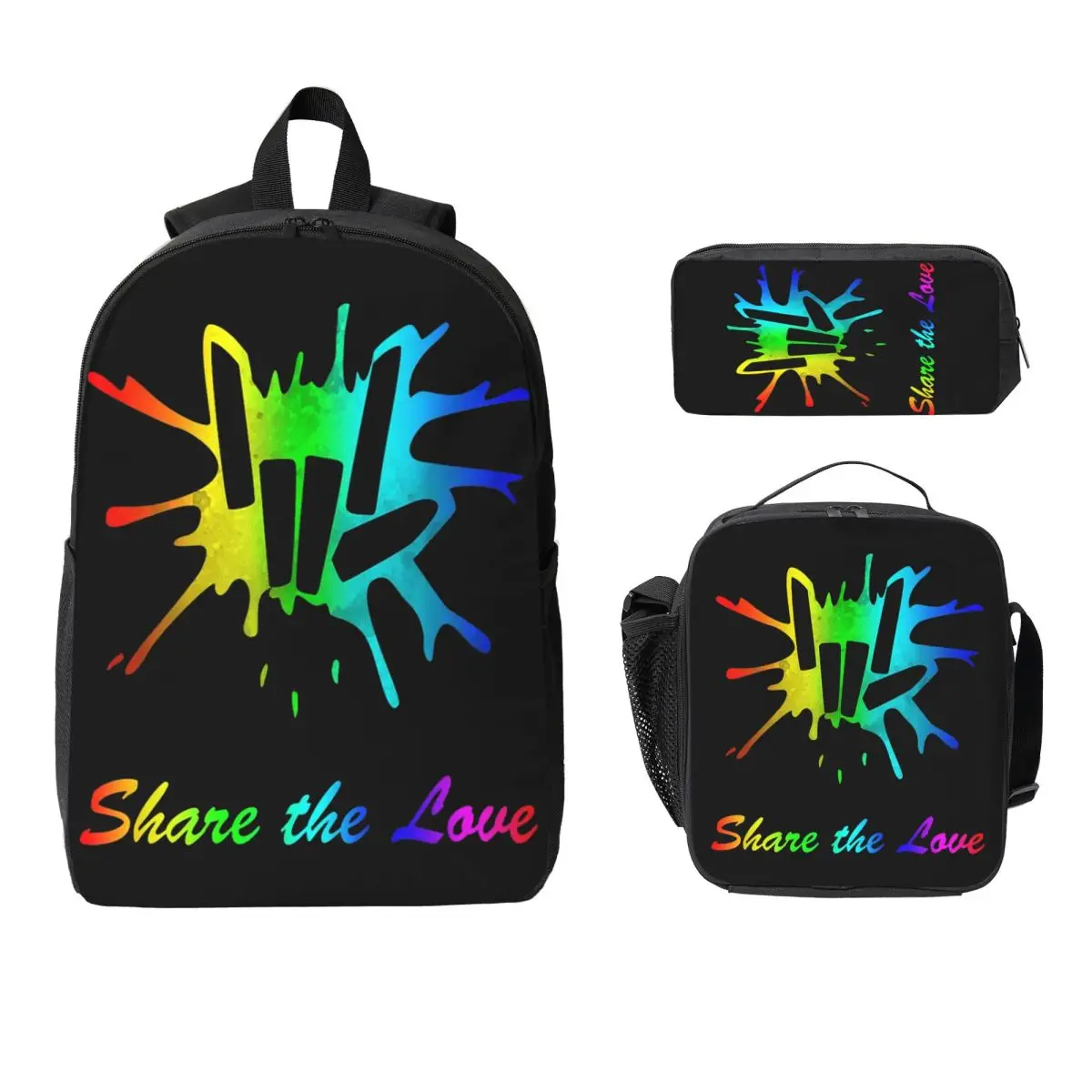 Share Love Cute For Kids And Youth Backpack Boys Girls BookBag School Bag Shoulder Bags 3ps Insulated Lunch Bag Pencil Case