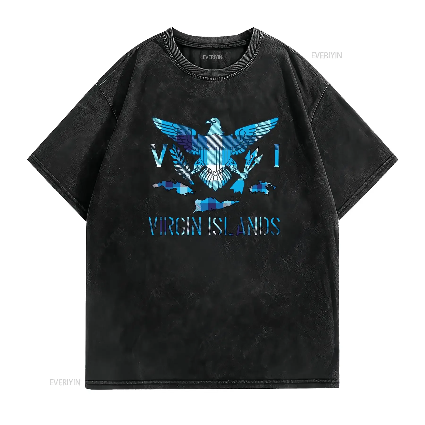 Virgin Islands Blue Madras Flag T Shirt USVI gift vi vacay trip vintage Washed Versatile Unisex homme Stylish Comfortable