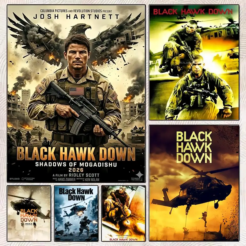 Movie War B-Black Hawk D-Down Painting Calligraphy Stylish Canvas Poster Wall Art for Living Room Bedroom Office Home Decor