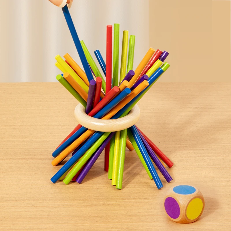 Brinquedo de jogo de desenho de vara de madeira, jogo de varas multicoloridas, jogo interativo pai-filho, equilíbrio de exercício e concentração