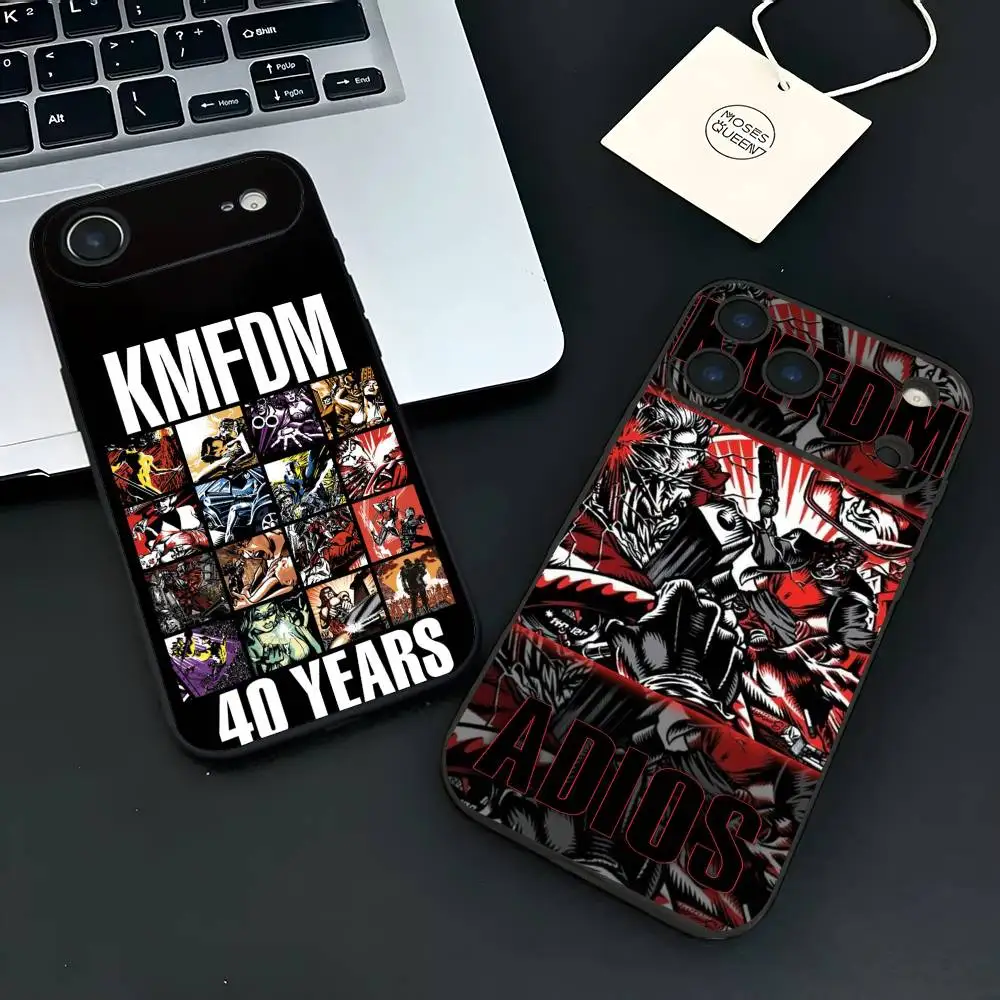 KMFDM Band Phone Case Fashion Black Frosted TPU Phone Case For IPhone 12-17. UV Spray Painted Design, Anti-fall Daily Protection