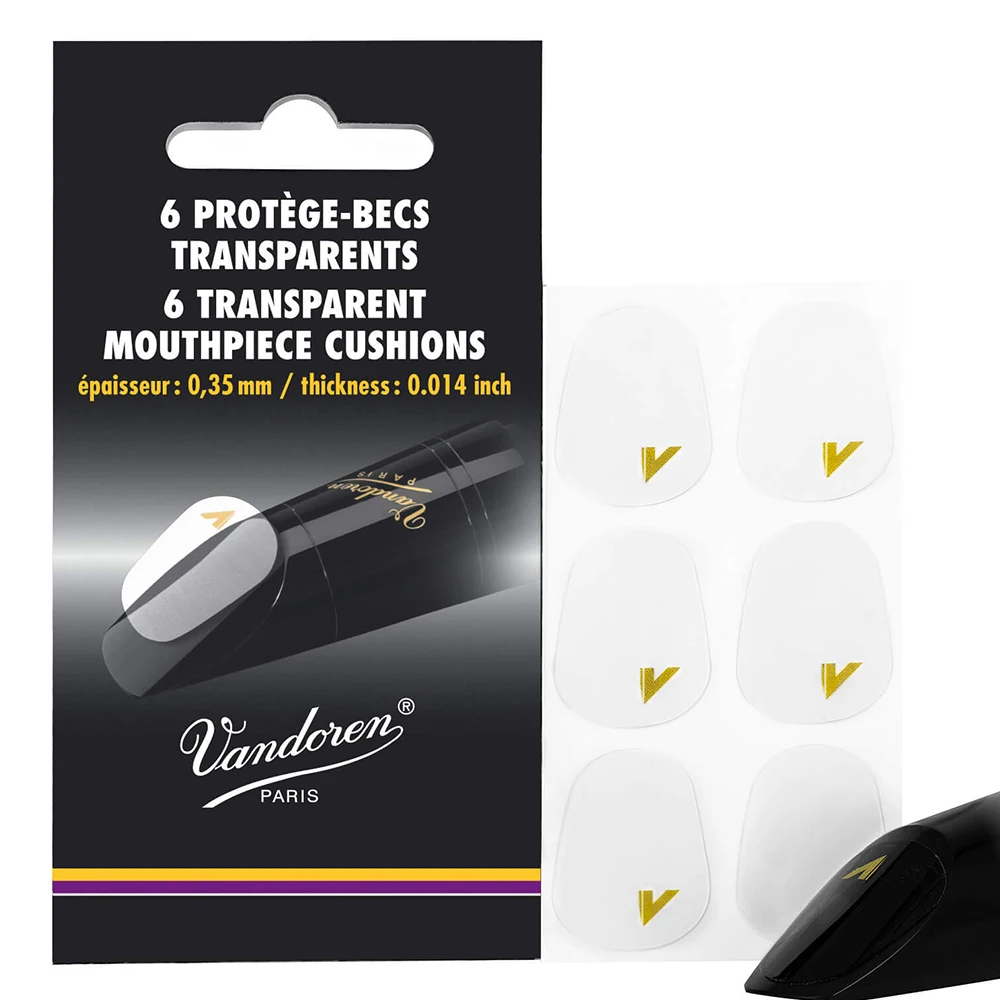 Vandoren SAX Mouthpiece Cushions 0.35mm Black Transparent Soprano Alto Tenor Clarinet Saxophone Mouthpiece protective sticker.