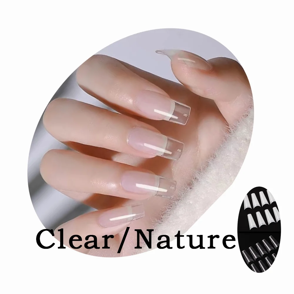 

500pcs Fake Nails Nail Stickers Nail Art Manicure Tool for Silicone Finger or Practice Hand Transparent Natural Nails