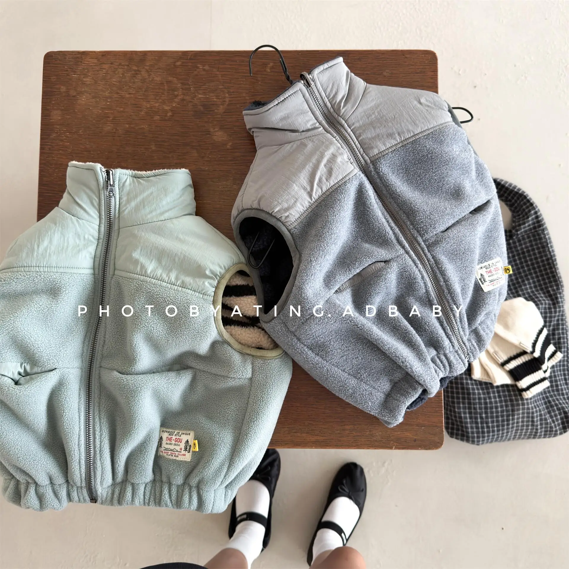 2026 Winter New Children Reversible Vest Plus Velvet Thick Girls Sleeveless Warm Coat Kids Lambswool Vest Baby Fleece Tops