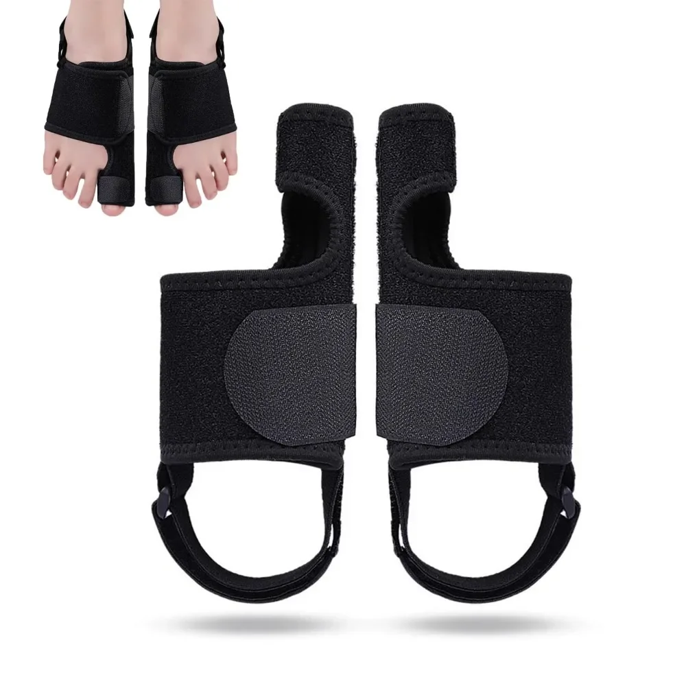 Bunion for Women Big Toe Separator Adjustable Strap Foot Support Night Day Hook Loop Non-Slip Black Comfort Soft Fit