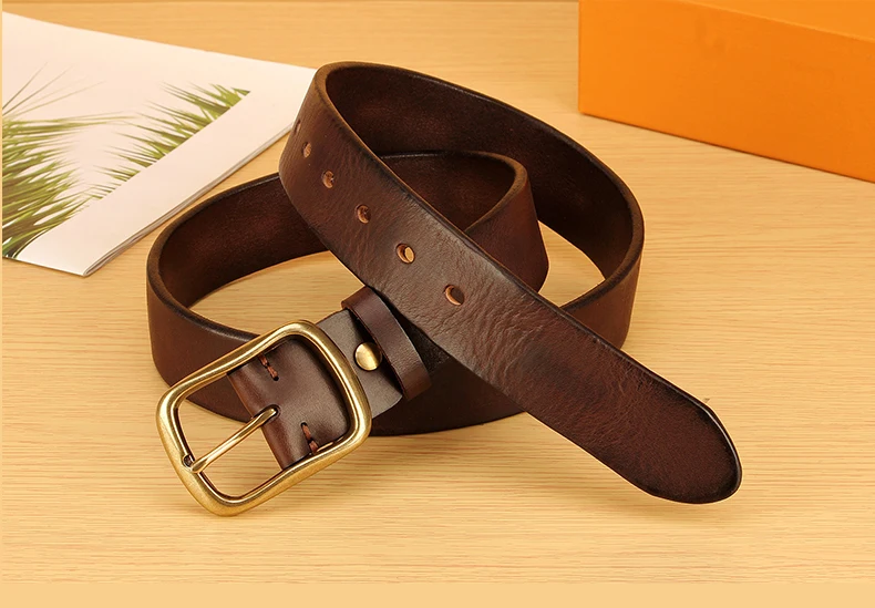 Vollnarbenledergürtel für Herren, 100 % italienischer Gürtel aus echtem, massivem Leder, lässiger Jeansgürtel, 5 mm dick, robuster Arbeitsgürtel für Herren – Detail 11