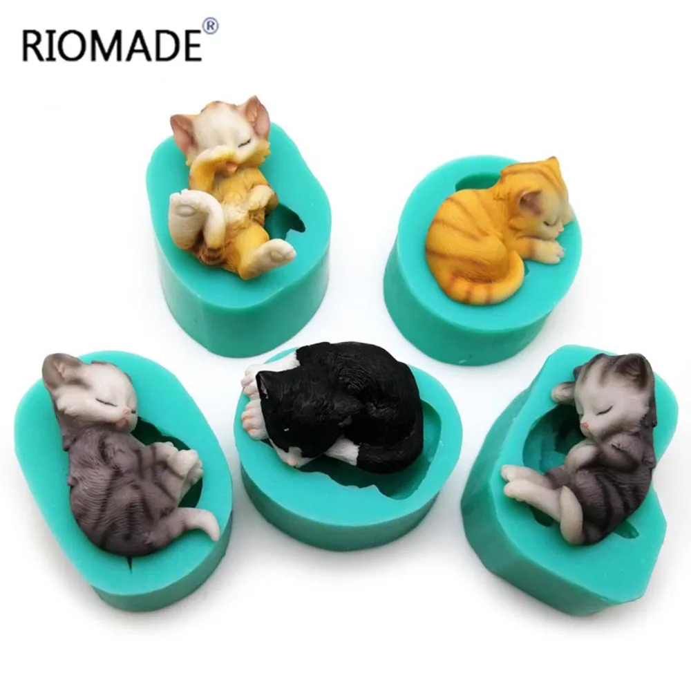 3d Kocięta Silikonowe Formy Fondant Narzędzia do Dekoracji Ciast Uroczy Kot Czekolada Cukier Cupcake Zwierzęta Kuchnia Forma do pieczenia