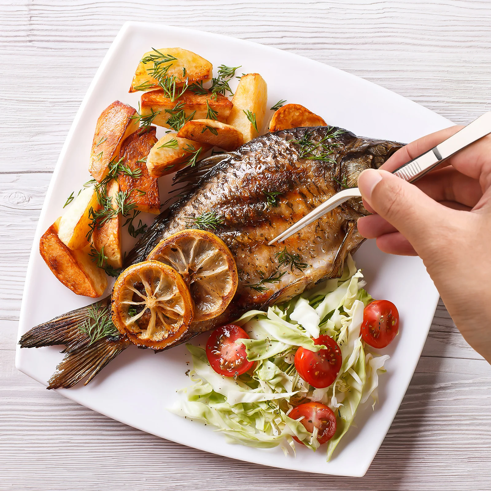 

2Pcs Premium Stainless Steel Tweezers Wearresistant Cooking Food Clip Restaurant Bbq Tongs Fish Bone Tweezers