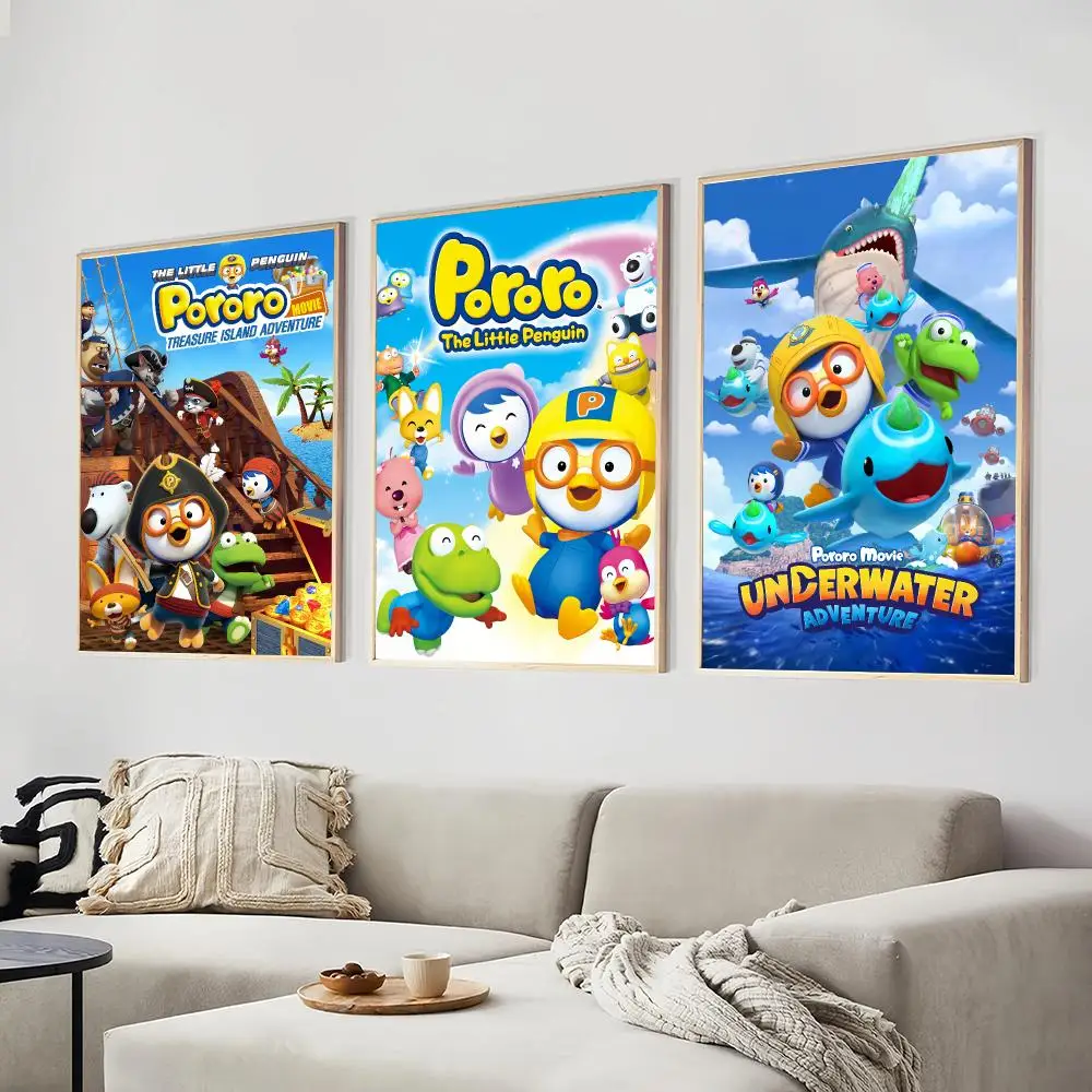 P-Pororo the L-Little P-Penguin Poster Art Prints Wall Art Decor Gifts for Bedroom Living Room Hallway Home Decoration