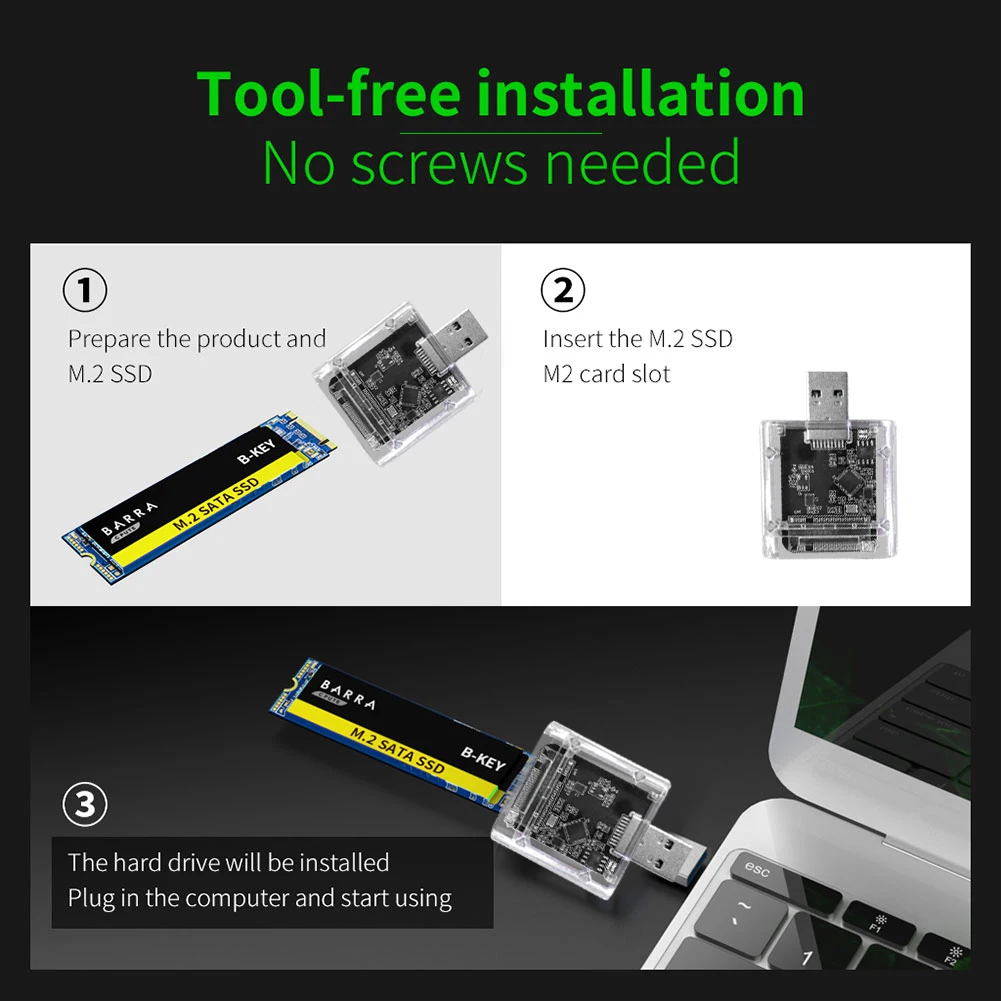 M2 SSD Case M.2 to USB3.0 Gen 1 5Gbps High-speed SSD Enclosure for SATA M.2 NGFF