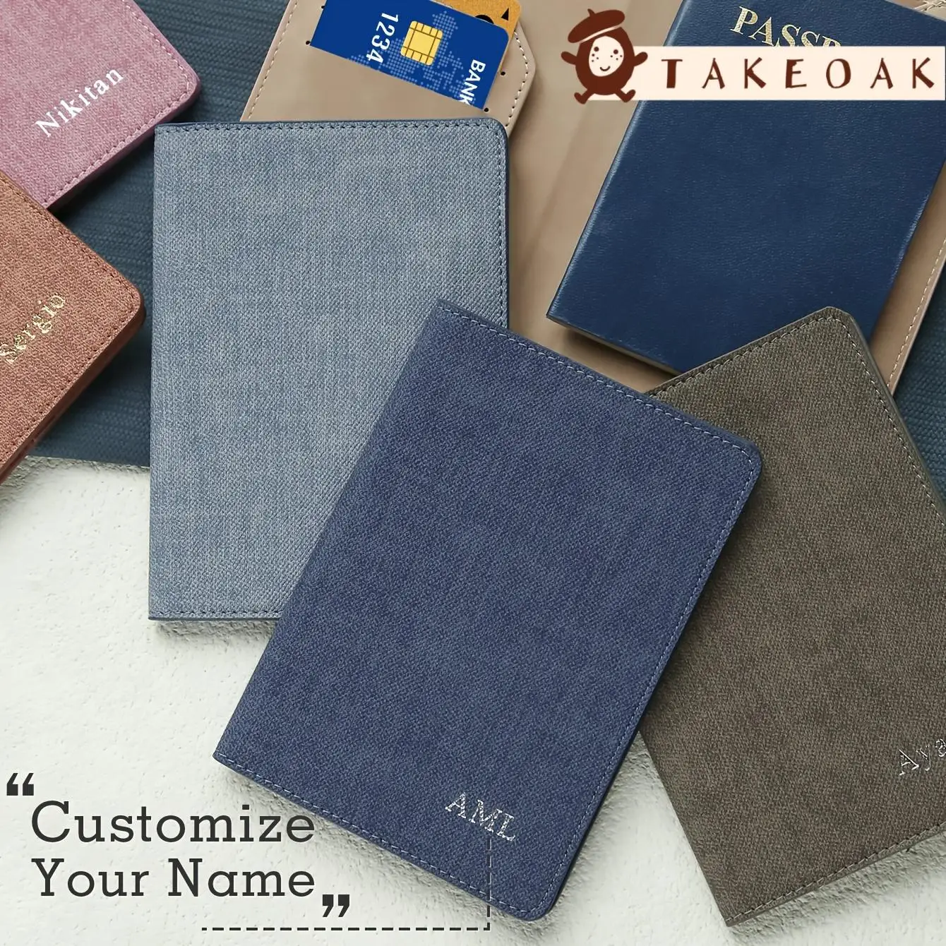 Custom Name Canvas Textured Passport Holder RFID Blocking Personalized Passport Cover 1PC Travel Wallet for Women Men Unique Tra