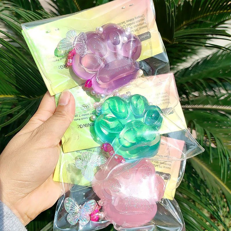 الملونة شفافة القط باو قرصة ضغط اللعب لينة المطاط TPR الضغط تنفيس القط مخلب اللعب انتعاش بطيء الإجهاد الإغاثة اللعب