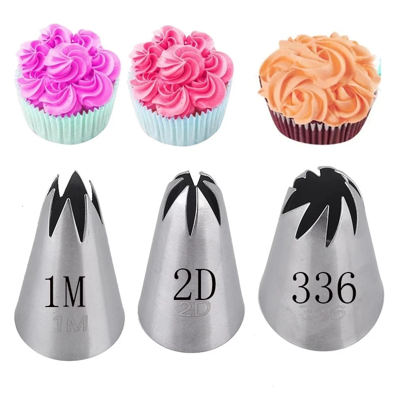 1/3pcs Rose Pastry Nozzles Cake Decorating Tools Flower Icing Piping Nozzle Cream Cupcake Tips Baking Accessories #1M 2D 336