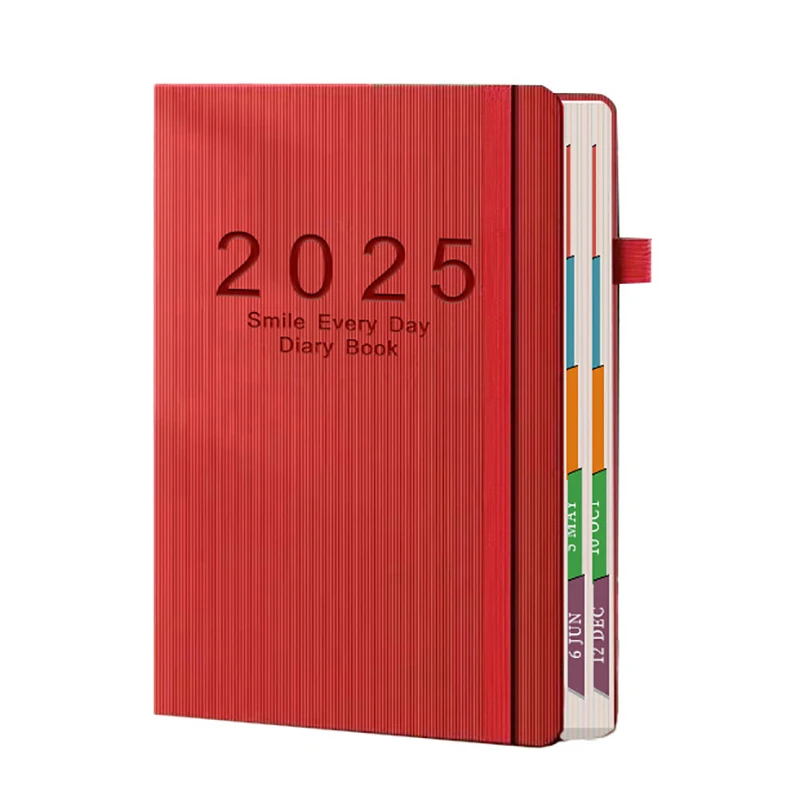 2025 Calendar Notebook With Bandage, 400 Pages Time Management Efficiency Plan Agenda Book, Office Supply Stationery Notepad