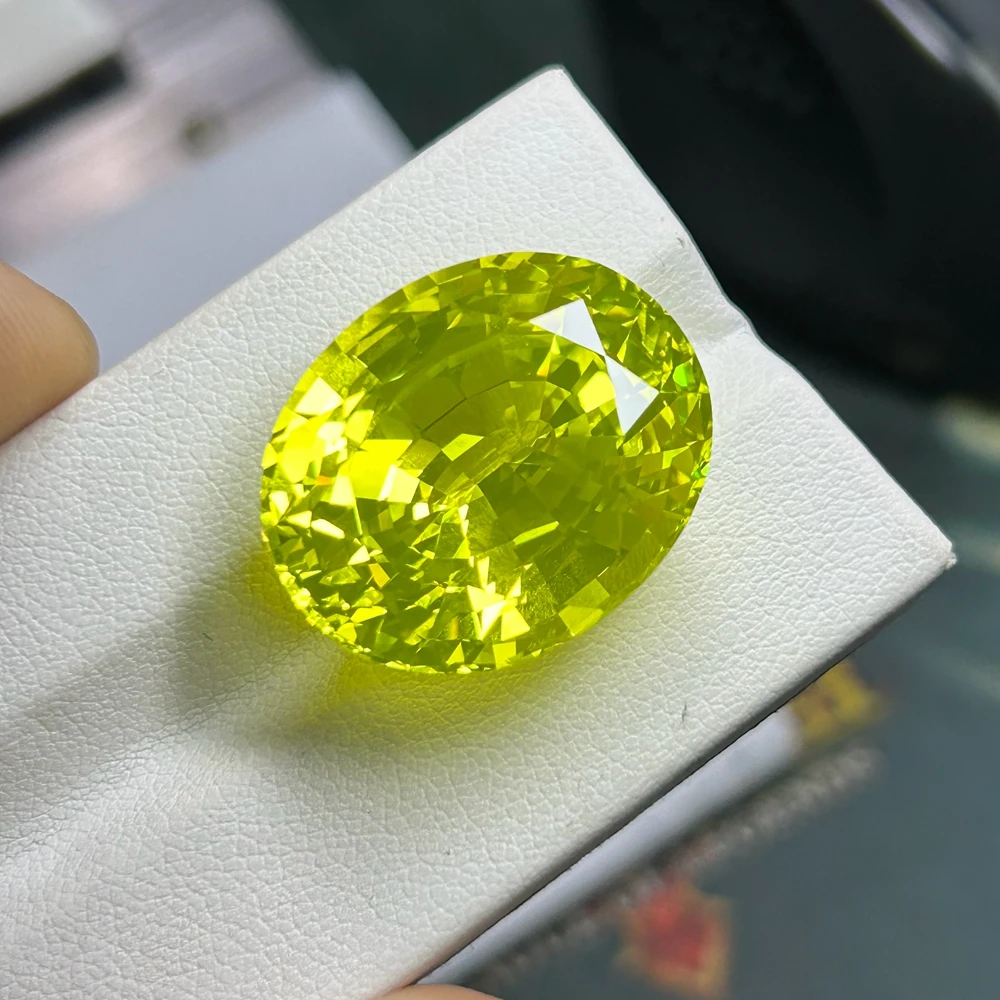 Laboratory YAG Oval 19x23x11mm 54 Carat Yellow Yttrium Aluminum Garnet Customized Size Gemstone