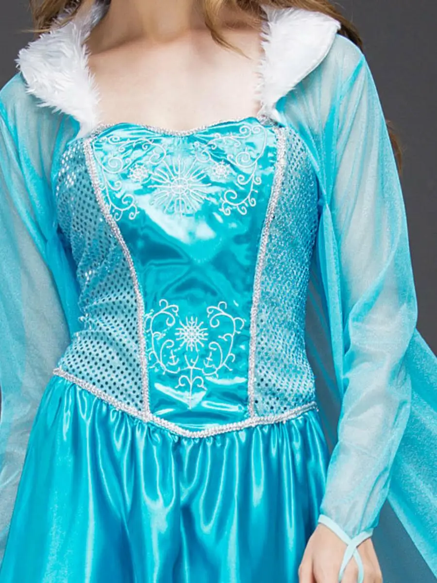 エルサ プリンセスドレス 大人用 ハロウィン コスプレ ステージパフォーマンスコスチューム アイスプリンセス衣装 ポリエステル トリアセテート繊維 夏 2024