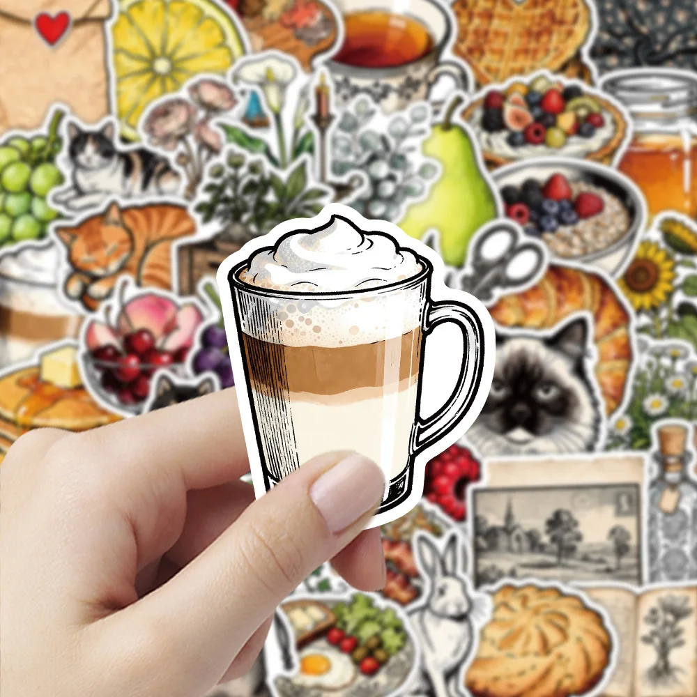 50 PCS Retro Forest Life Fragment Mix Match Graffiti Stickers Cartoon Plant Pet Creative Water Cup Waterproof Reward Decals