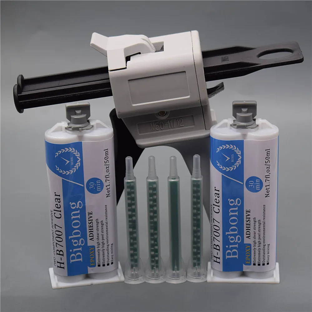 2 Stück 30-Minuten-Epoxidharzkleber, transparente Klebstoffe, 50 ml, 1:1 AB-Klebstoffe & 4 Stück statische Mischdüsen & 50 ml Kartuschenpistolen, 1:1 Klebstoffpistole – Detail 3