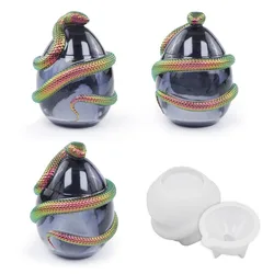 Snake Egg Candle Jar Silicone Mold DIY Handmade Storage Box Pen Holder Plaster Cement Vase Crafts Casting Molds Home Decor
