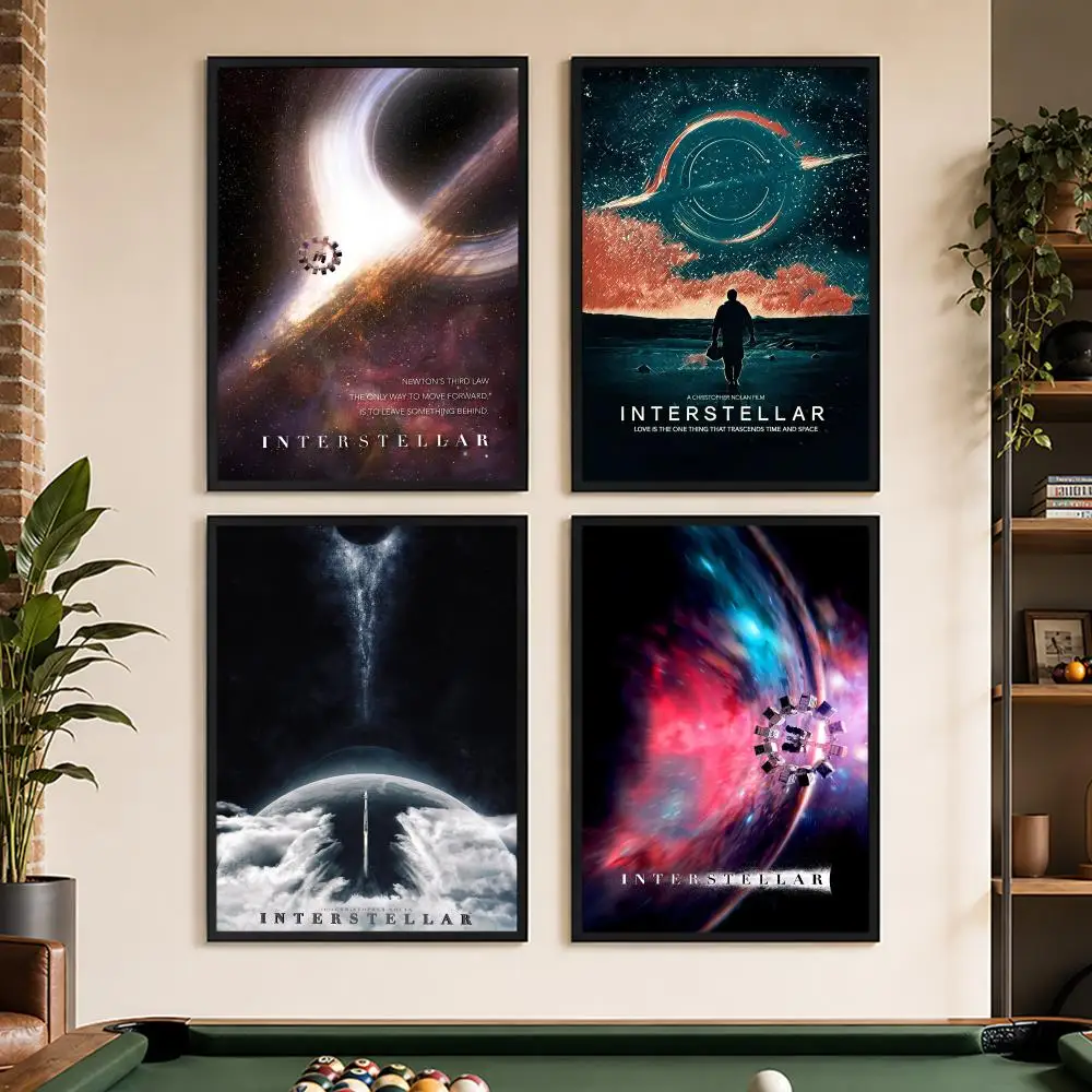 Classic Sci-fi Movie Interstellar Poster Waterproof Peel And Stick Frameless HD Painting Matte PP Bedroom Living Room Wall Decor