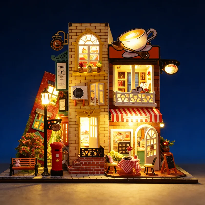 OUZEY ชุดสร้างบ้านจิ๋ว 3 มิติจากไม้ รุ่น Hidden Story Book Nook DIY สำหรับการอ่านที่สมจริง เหมาะสำหรับวัยรุ่น