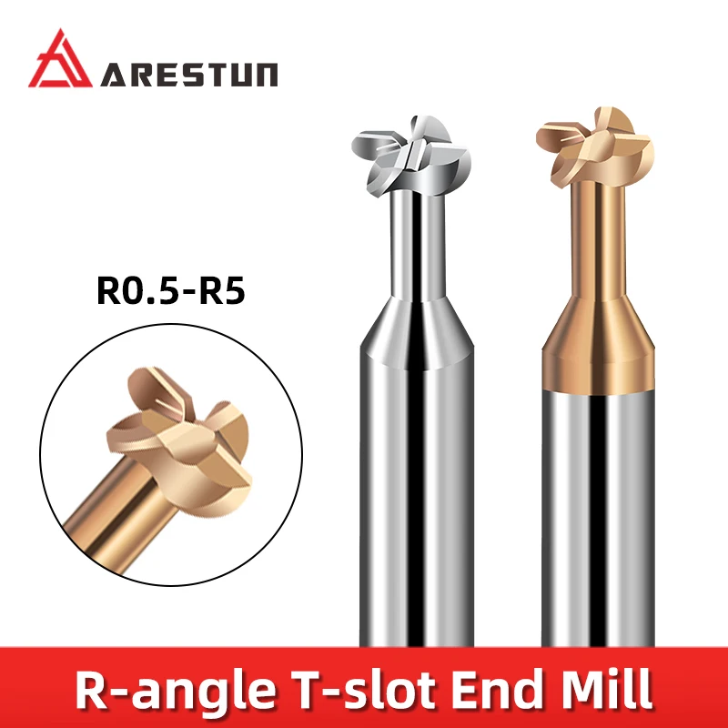 CNC T-Slot End Mill Cortador, T-Slot End Mill, Torno Ferramentas De Corte, Ferramentas De Carboneto, Arco Circular, Tungsten Steel Milling Cutter