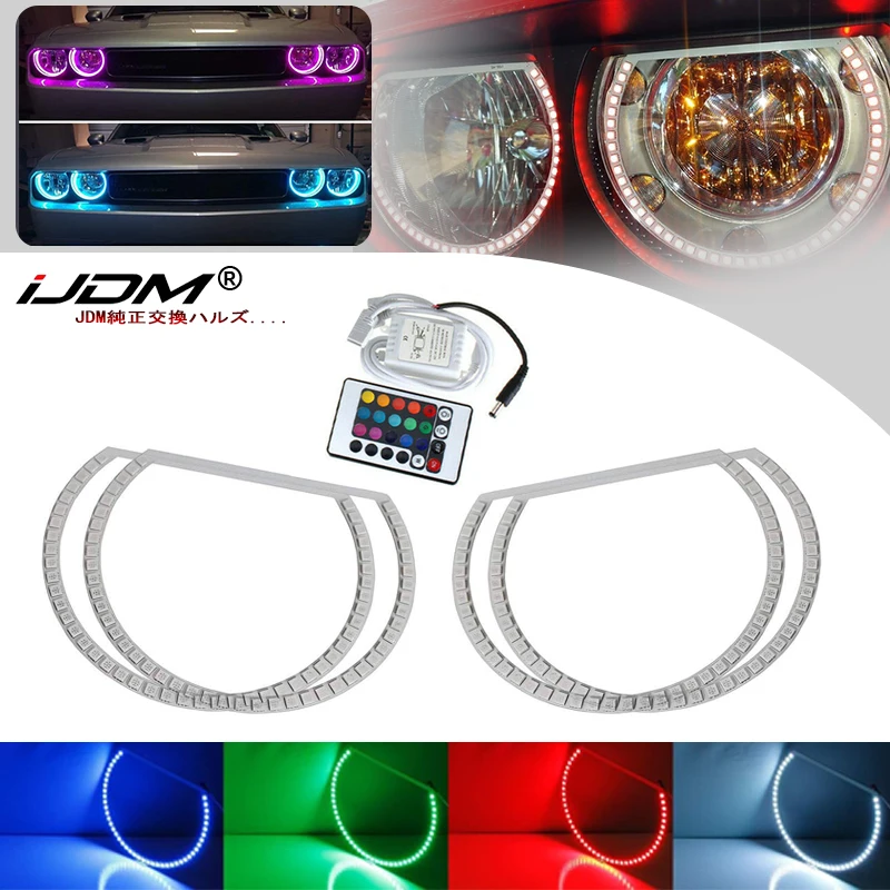 4PCS For Dodge Challenger w/Adjustable Setting RGB Multi-Color LED Angel Eyes Halo 2008-2014