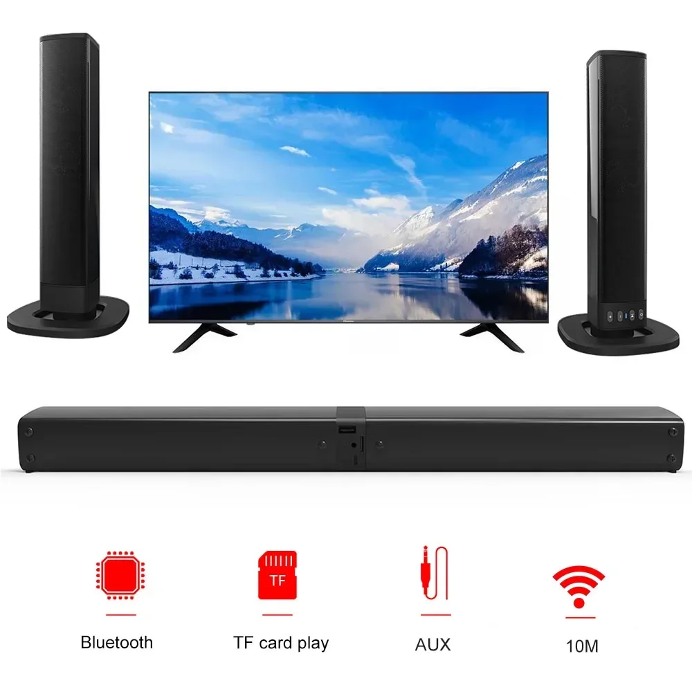 

TV/PC Wireless Soundbar Bluetooth Speaker Powerful 3D Music Sound Bar Home Theater Aux 3.5mm Rca TF Card with FM Radio