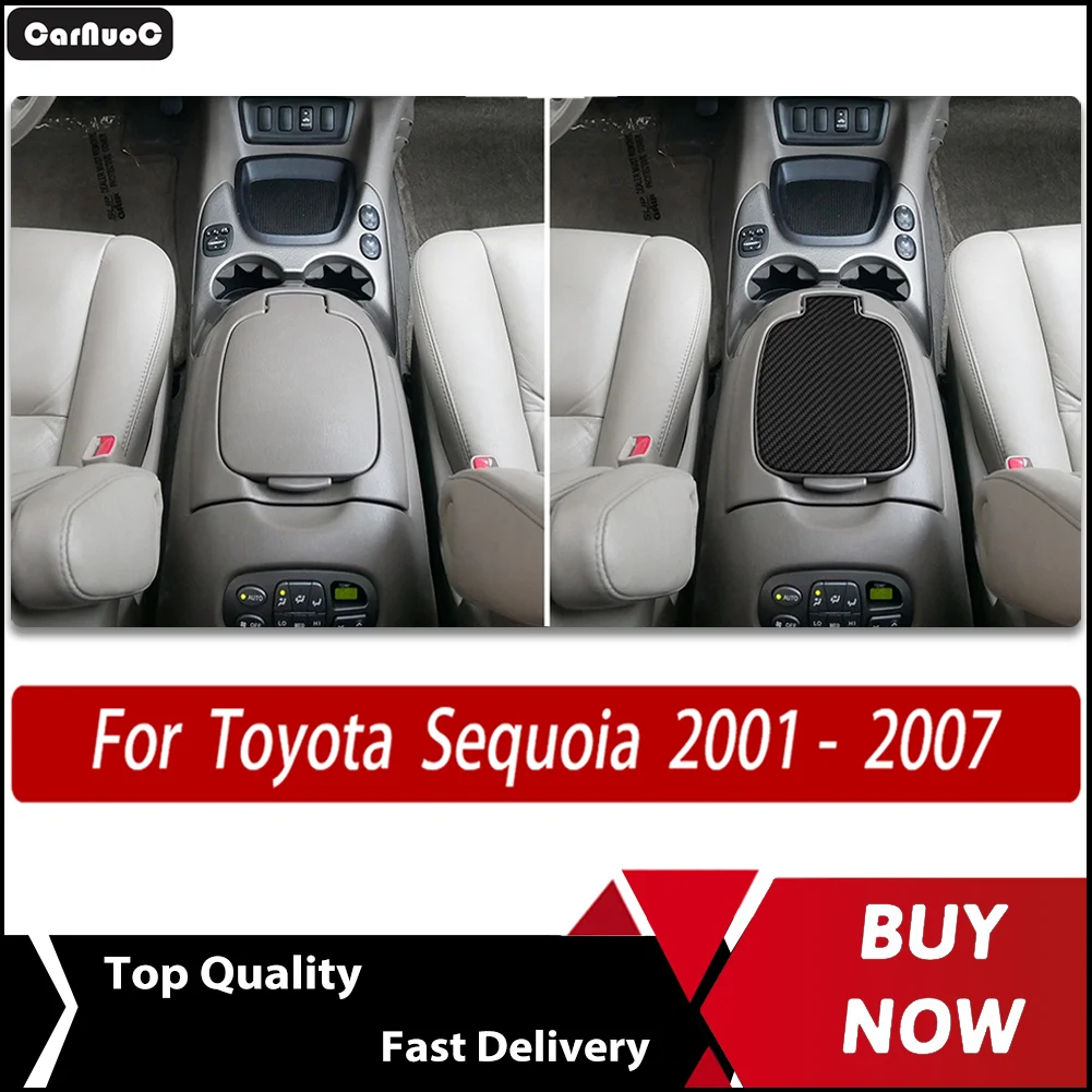 

Carbon Fiber Car Interior Upgrade Kit - Self-Adhesive Armrest box cover Trim Decals For Toyota Sequoia XK30 XK40 2001- 2007