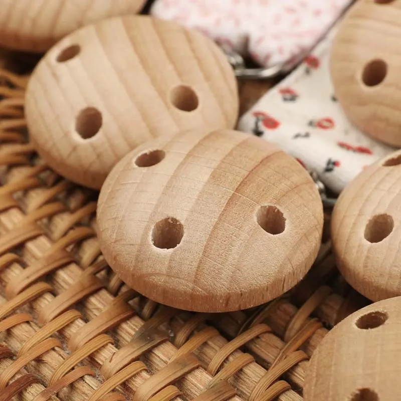 Custom 100% Cotton Baby Fabric Pacifier Chain Dummy Wood Clips Feed Baby Supplies
