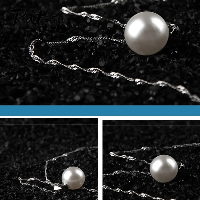 925 Sterling Silver Earring Necklace With Pearls Card Packing Per Set Smooth High Quality Polished Ornaments Gift Fashion