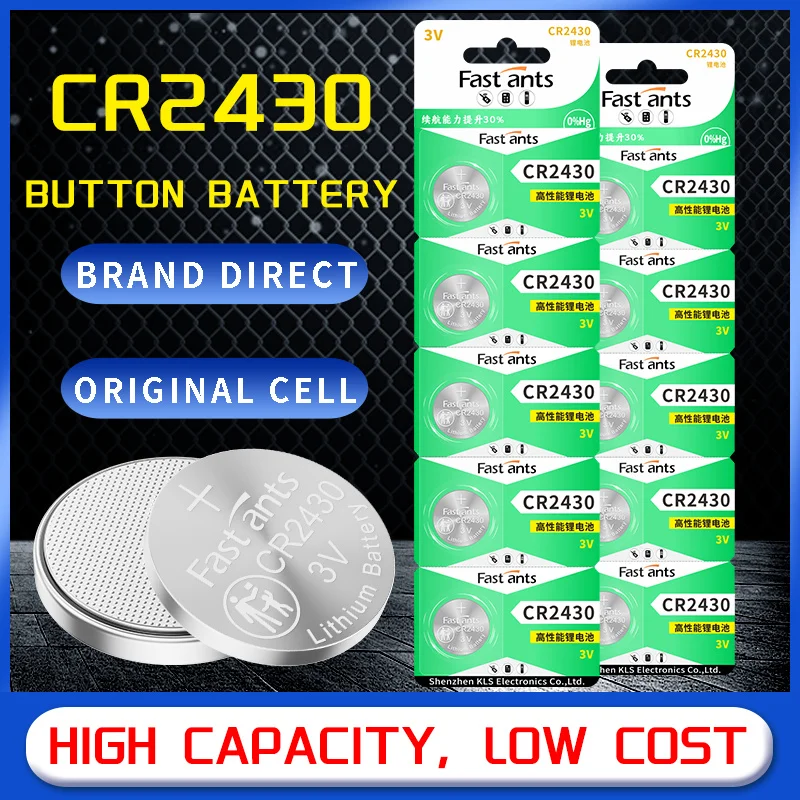 Batería de litio original CR2430 de 3V de alta capacidad y larga duración, tipo moneda DL2430 ECR2430 para llavero, control remoto de puerta de garaje, adaptador de juguete.