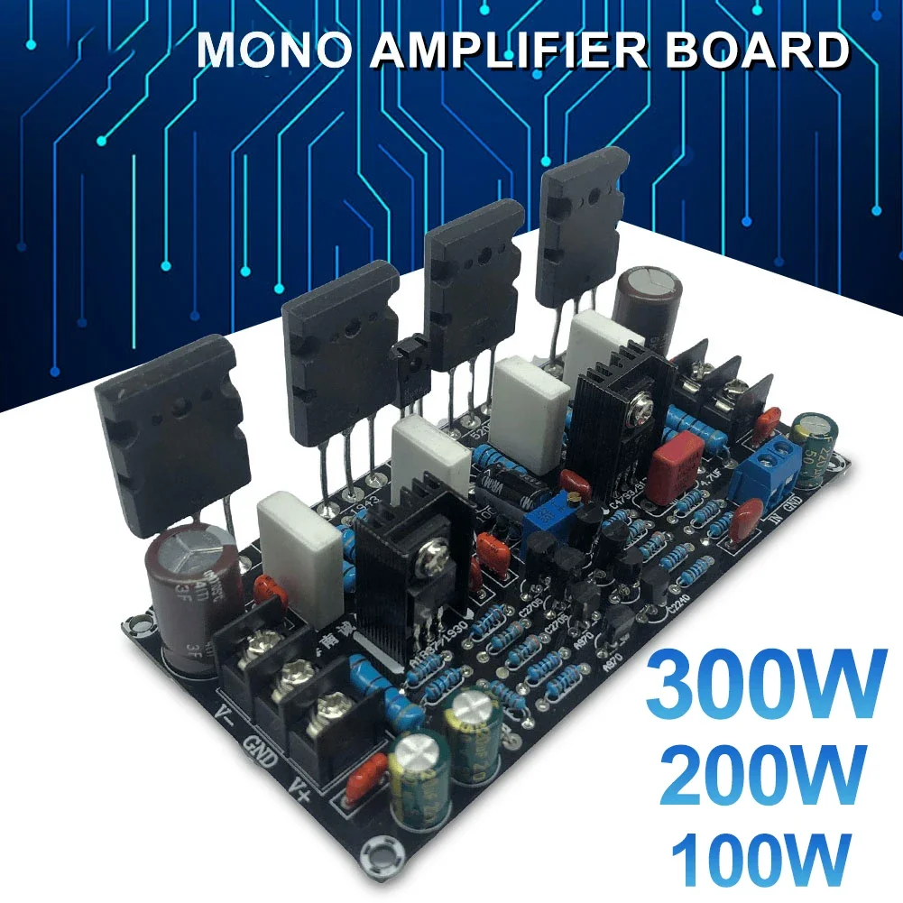 100/200/300W Mono Power Amplifier 1943+5200 20-90V HIFI High Power Audio Amplifier Finished Board Digital Sound Amplifier Module