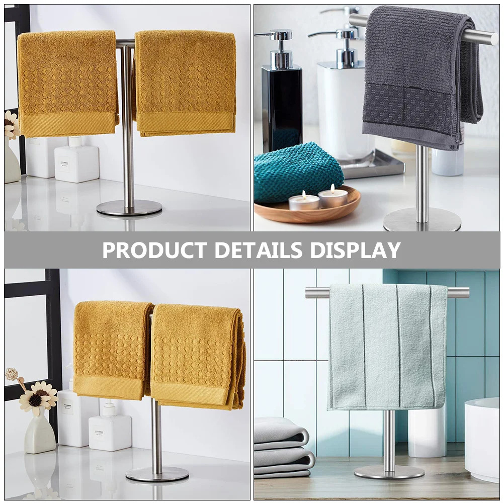 

Bathroom Hand Towel Stand Stainless Steel Base Compact Vertical Countertop Towel Rack Holder Storage Organizer